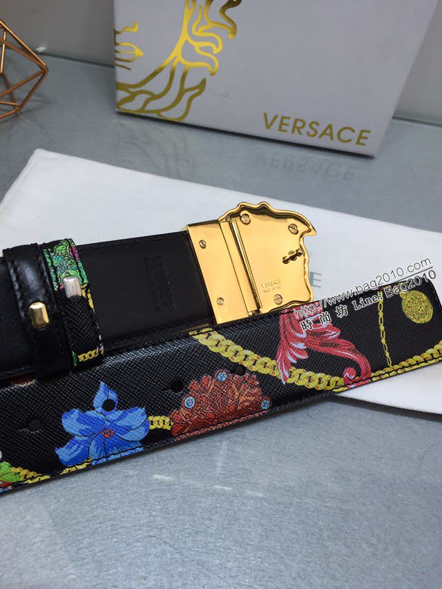 VERSVE高端男士皮帶 範思哲Tabloid印花雙面用皮帶 範思哲3D美杜莎腰帶扣腰帶  jjp1457